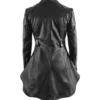 Women Black Peplum Style Leather Jacket Back