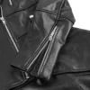 Women Black Peplum Style Leather Jacket Closer