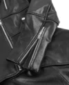 Women Black Peplum Style Leather Jacket Closer