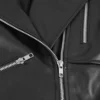 Women Black Peplum Style Leather Jacket Zipper
