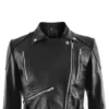 Women Black Peplum Style Leather Jacket on Sale