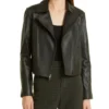 Women Black Plain Biker Leather Jacket