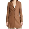 Women Brown Plain Leather Trench Coat