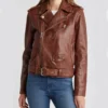 Women Brown Stylish Biker Leather Jacket