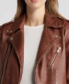 Women Brown Stylish Biker Leather Jacket on Sale