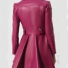 Women Pink Peplum Style Leather Jacket Back