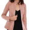 Women Pink Stylish Leather Jacket Front