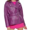 Women Purple Biker Leather Jacket on Sale