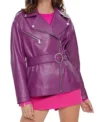Women Purple Biker Leather Jacket on Sale