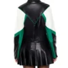 Womens Color Block Leather Jacket Black Green And White Back