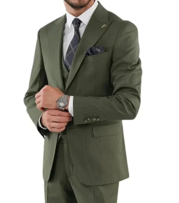 Zelvorn Pistachio Green Three Piece Suit Side Look