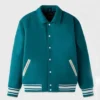 Zenthos Teal Wool Bomber Jacket