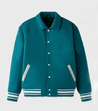 Zenthos Teal Wool Bomber Jacket
