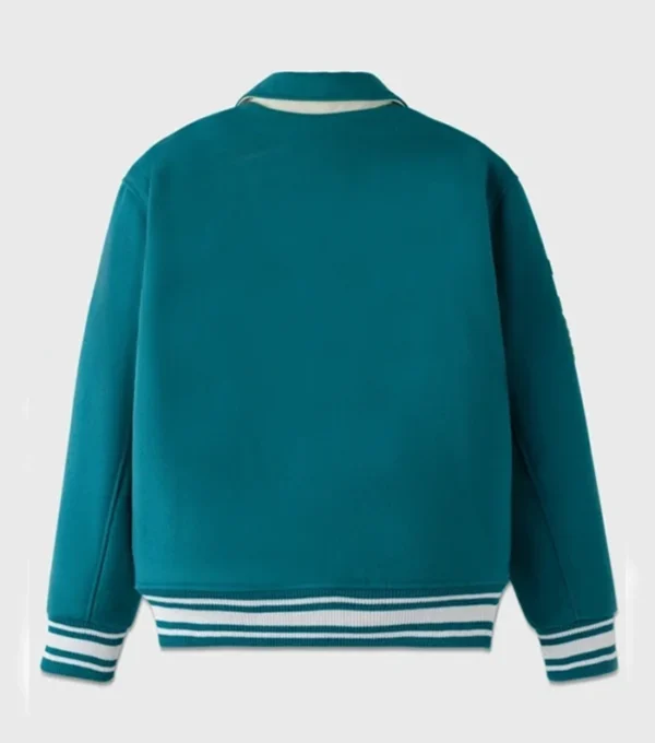 Zenthos Teal Wool Bomber Jacket Back