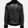 Zeraya Black Biker Leather with Fur Trim Jacket Back