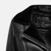 Zeraya Black Biker Leather with Fur Trim Jacket Closer