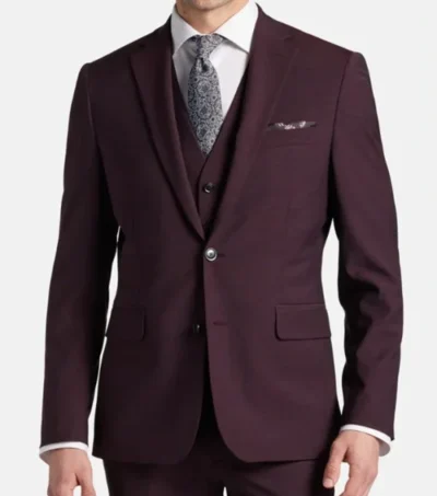 Zevorn Burgundy Three Piece Suit Jacket