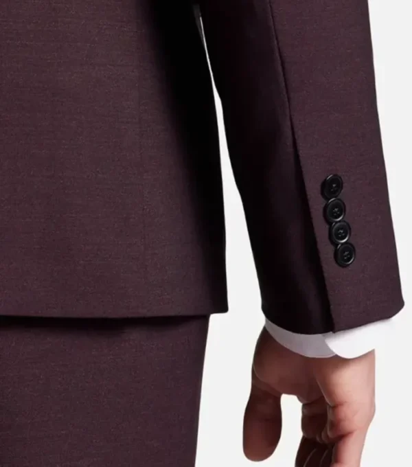 Zevorn Burgundy Three Piece Suit Jacket Back