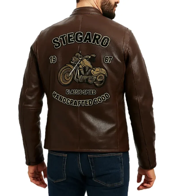 1967 Handcrafted Leather Motorcycle Jacket Back
