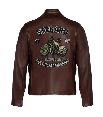 1967 Handcrafted Leather Motorcycle Jacket Back Look
