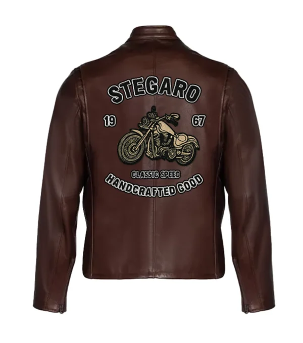 1967 Handcrafted Leather Motorcycle Jacket Back Look