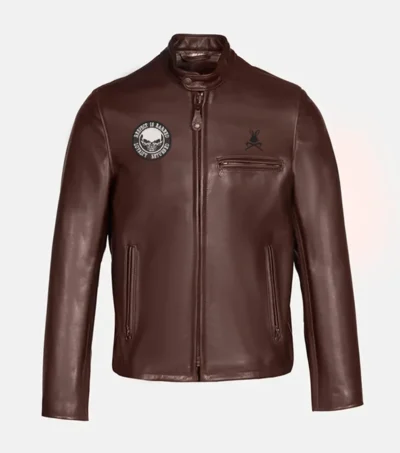 1967 Handcrafted Leather Motorcycle Jacket Front