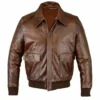 Braylock Brown Classic Collar Bomber Leather Jacket