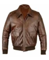 Braylock Brown Classic Collar Bomber Leather Jacket
