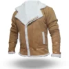 Braymor Tan Suede Shearling Lined Leather Jacket