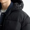Briggs Black Hooded Puffer Jacket Front