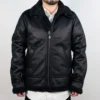 Calzen Black Fur Lined Leather Bomber Jacket