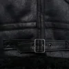 Calzen Black Fur Lined Leather Bomber Jacket Front