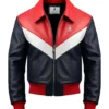 Colorblock Leather Bomber Jacket