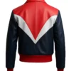 Colorblock Leather Bomber Jacket Back