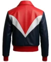 Colorblock Leather Bomber Jacket Back