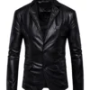 Corvin Vegan Leather Black Blazer
