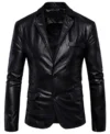 Corvin Vegan Leather Black Blazer