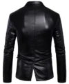 Corvin Vegan Leather Black Blazer Back | black leather blazer