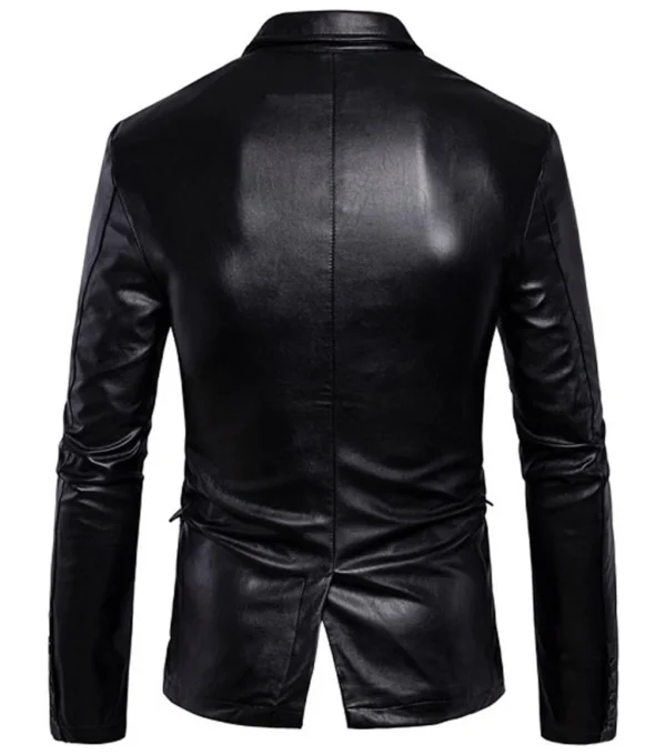 Corvin Vegan Leather Black Blazer Back