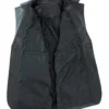Daevon Black Leather Coat with Lapel Collar Inner