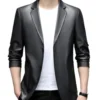 Damon Black Faux Leather Blazer