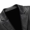 Damon Black Faux Leather Blazer Front