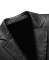 Damon Black Faux Leather Blazer Front