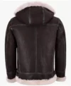 Dark Brown Leather B3 Jacket with Hood Back