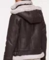 Dark Brown Leather B3 Jacket with Hood Back Look