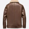Darnel Brown Shearling Lined Belted Collar Leather Jacket Back