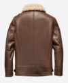 Darnel Brown Shearling Lined Belted Collar Leather Jacket Back