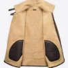 Darnel Brown Shearling Lined Belted Collar Leather Jacket Inner
