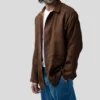 Declan Brown Suede Jacket Front