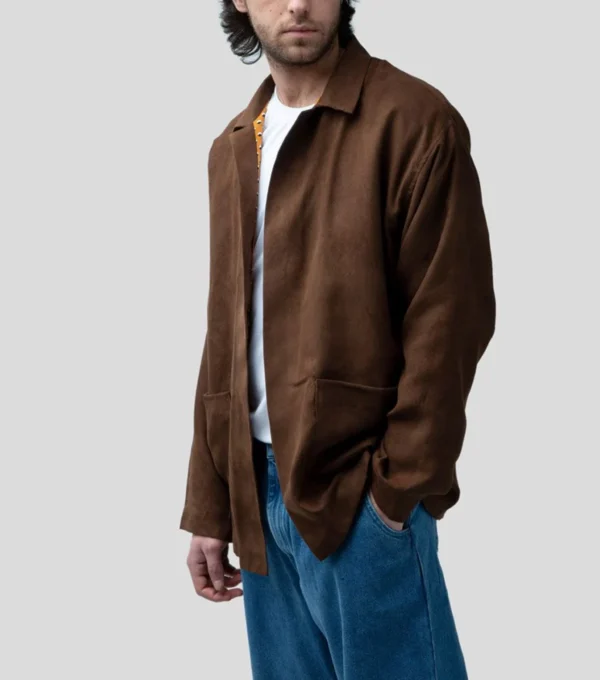 Declan Brown Suede Jacket Front